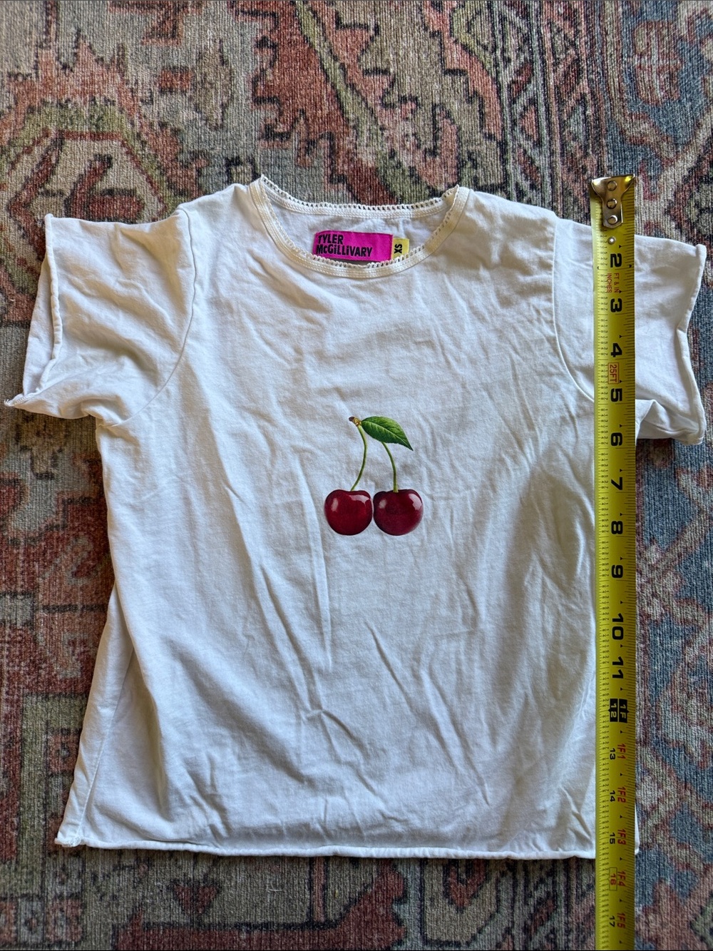 Tyler McGillivary White Tee with Cherry Graphic